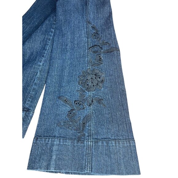 Venezia Womens Denim Embroidered Jeans Blue Cotton/Spandex Bootcut Style Size 18 - Picture 9 of 14